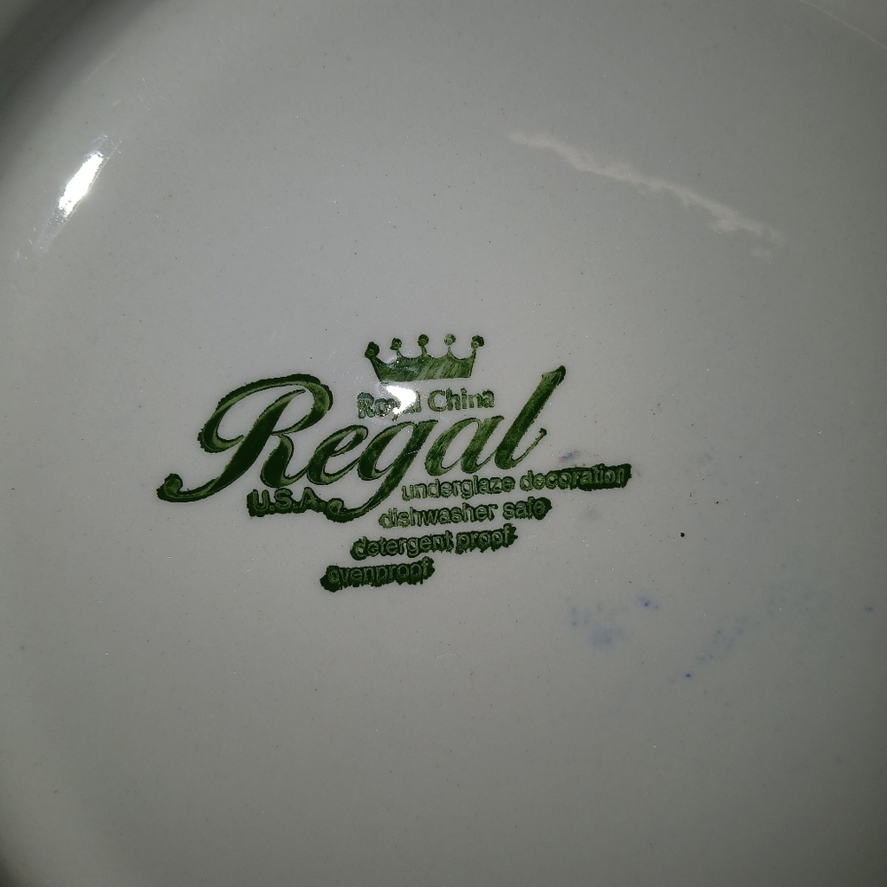 Royal China USA Hampshire Blue & White Ironstone Dinner Plate 10" Set Of 4 - Picture 9 of 10